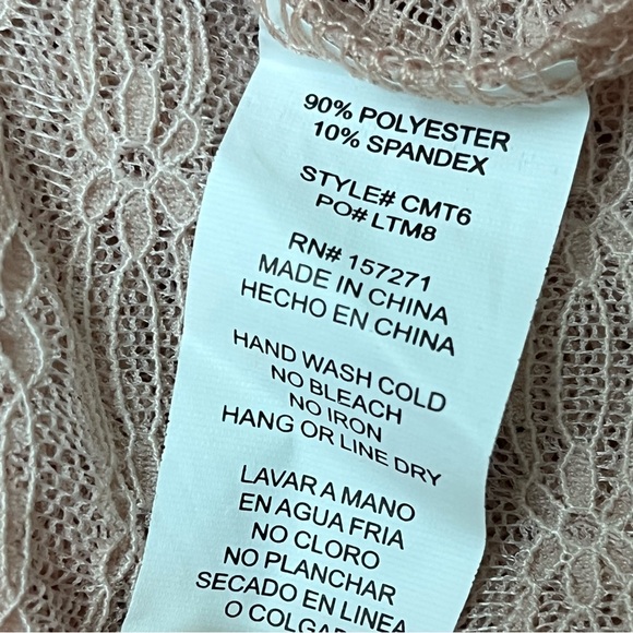 G & D Blush Pink Sheer Lace Crop Top XL Romantic Y2K Feminine Soft Girl Boho - Picture 7 of 9